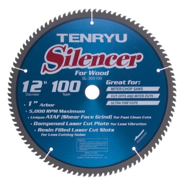Tenryu 12in Silencer Miter Saw Blade 100T 1in Arbor SL-305100 - main